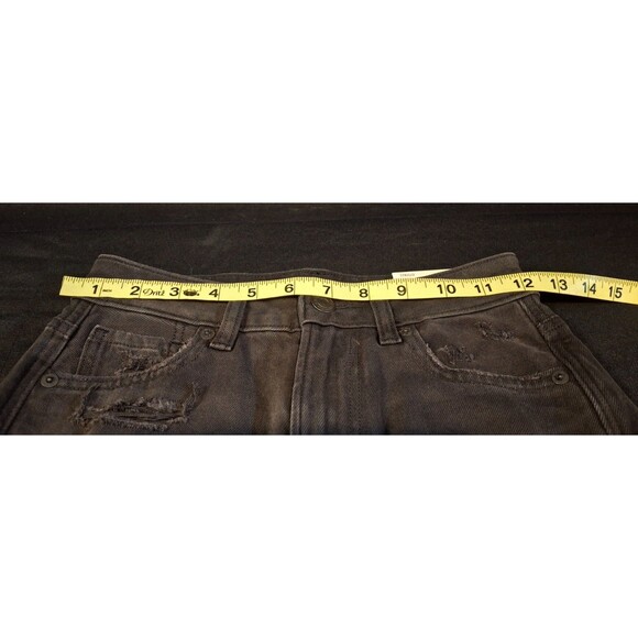 American Eagle Strigid Onyx Black Distressed Ripped Mom Jeans Size 000 23W - Picture 4 of 16